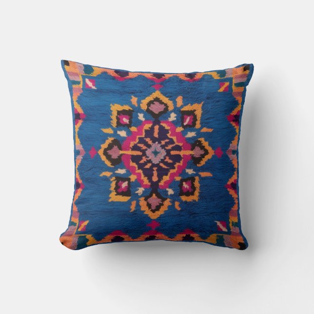 Stylish Blue Kilim Pillows: Add Serenity  Throw Pillow (Front)