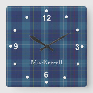 Stylish Blue MacKerrell Tartan Plaid Clock