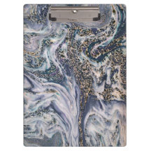 Stylish Blue Marble Effect Office Clipboard