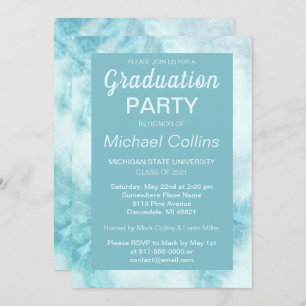 Stylish Blue Marble Party Invitation