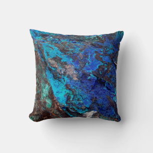 Stylish Blue Marble Stone Throw Pillow