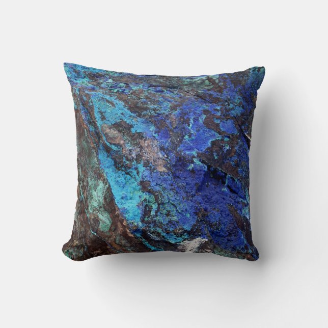 Stylish Blue Marble Stone Throw Pillow (Front)