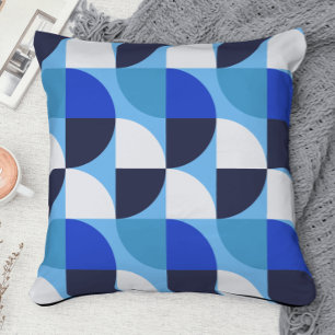 Stylish Blue midcentury modern abstract pattern Throw Pillow