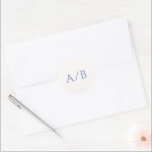 Stylish Blue Modern Wedding Classic Round Sticker<br><div class="desc">Elegant wedding stickers featuring a classic design with a simple layout.  Your monogram is prominently displayed in a large traditional serif font.  The simplicity of this design is great for a formal wedding.</div>