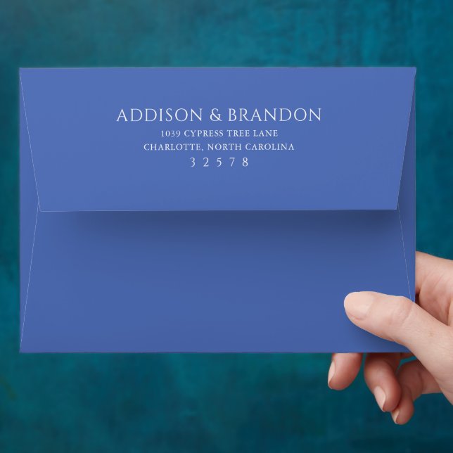 Stylish Blue Modern Wedding Envelope (Hand)