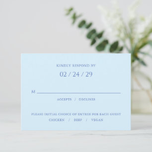Stylish Blue Modern Wedding RSVP Card
