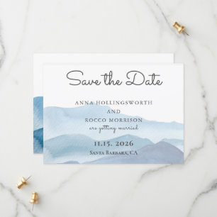 Stylish Blue Mountains Watercolor  Save The Date