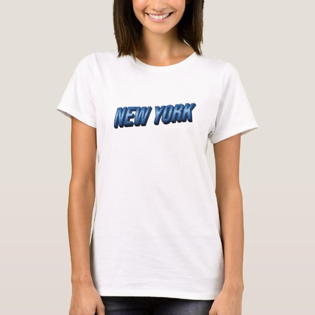Stylish Blue NEW YORK Custom Tee (Front)