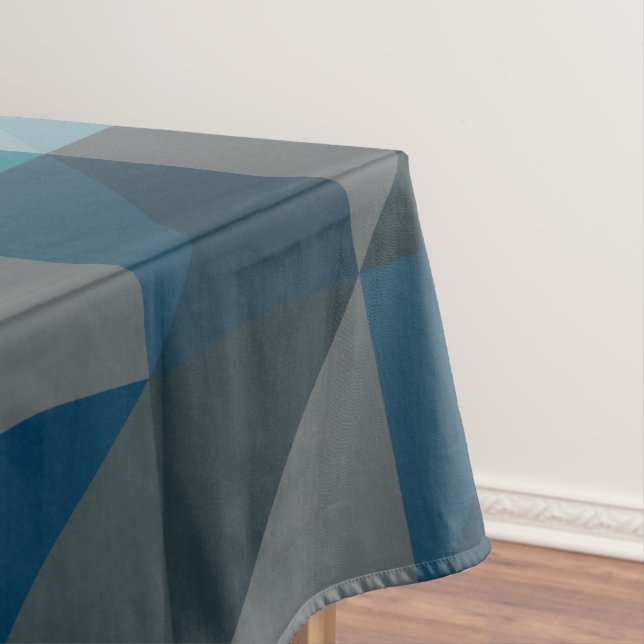 Stylish Blue Ombre Modern Geometric Pattern Tablecloth (In Situ)