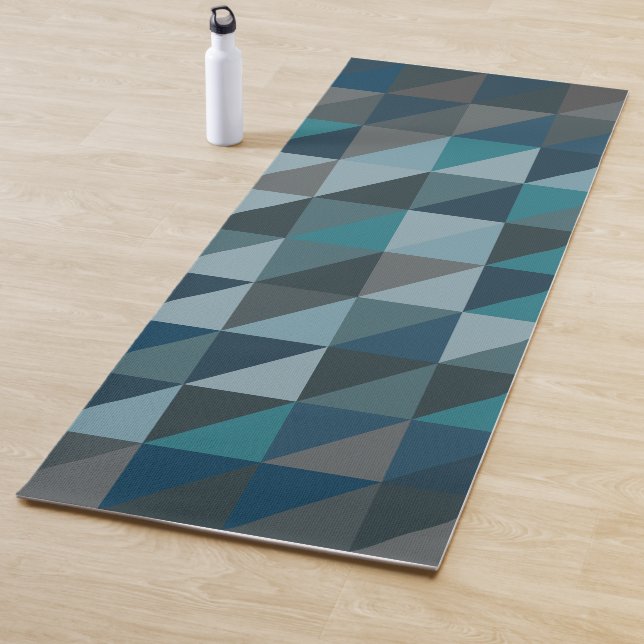 Stylish Blue Ombre Modern Geometric Pattern Yoga Mat (In Situ)