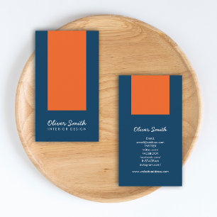 Stylish Blue & Orange Interior Design Social Media Business Card