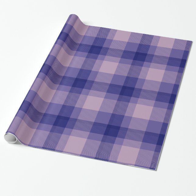 Stylish Blue Plaid Tartan Pattern Wrapping Paper (Unrolled)