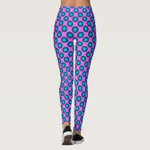 Stylish Blue Polka Dot on Lavender Background Leggings