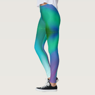 Stylish blue, purple, teal & green abstract photo leggings