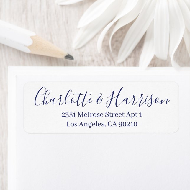 Stylish blue script modern chic elegant wedding  (Insitu)