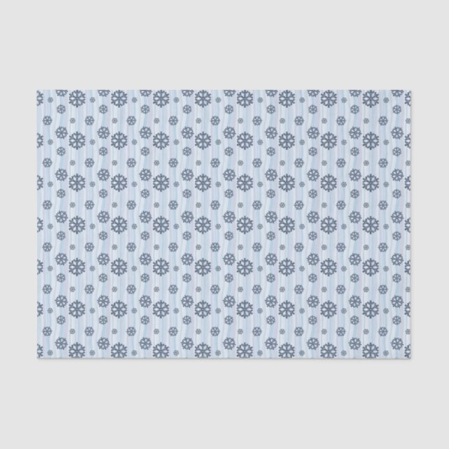 Stylish Blue Snowflake Pattern Tissue Paper (Front)