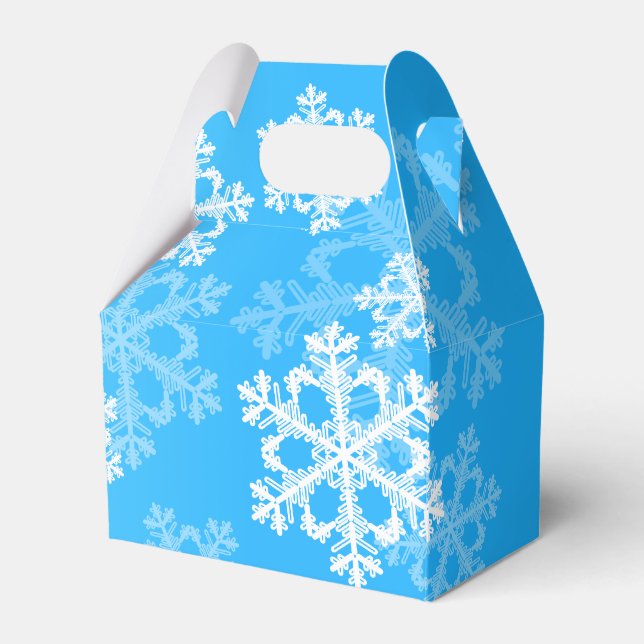 Stylish Blue Snowflakes Modern Christmas pattern Favor Box (Front Side)