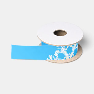 Stylish Blue Snowflakes Modern Christmas pattern Satin Ribbon