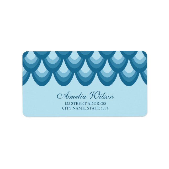 Stylish Blue Teardrop Geometric Address Label (Front)