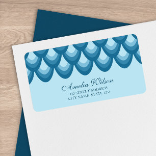 Stylish Blue Teardrop Geometric Address Label