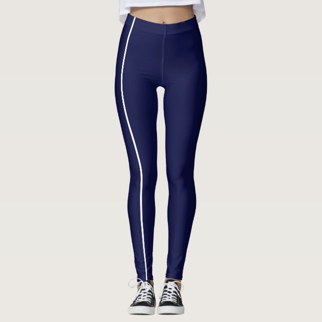 Stylish Blue Toned Monochrome Thin Lines Leggings (Front)