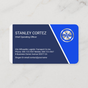 Stylish Blue Trapezium Layers Business Owner Business Card