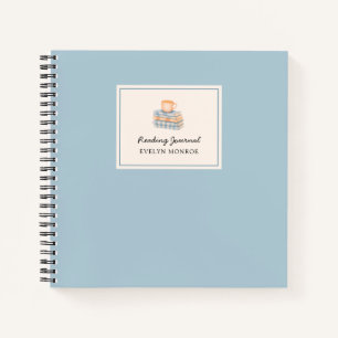 Stylish Blue Watercolor Bookstack Custom  Notebook