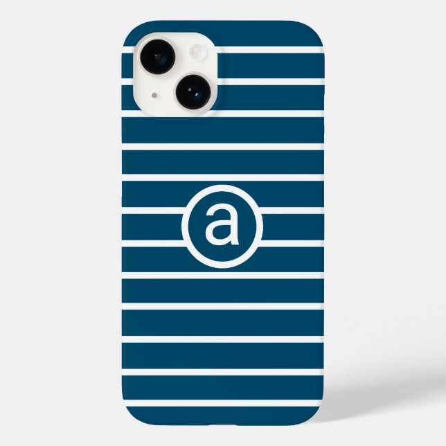 Stylish blue White pattern Monochromatic Name Case-Mate iPhone Case (Back)