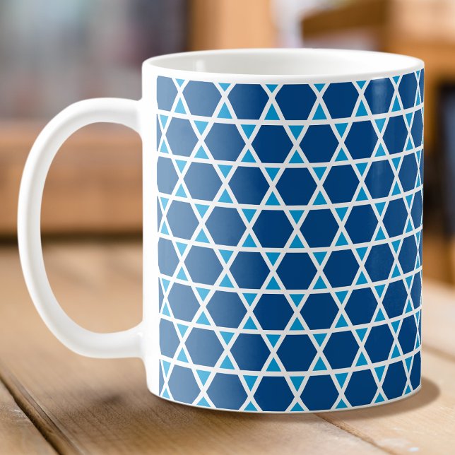 Stylish Blue & White Star Pattern Coffee Mug (Creator Uploaded)
