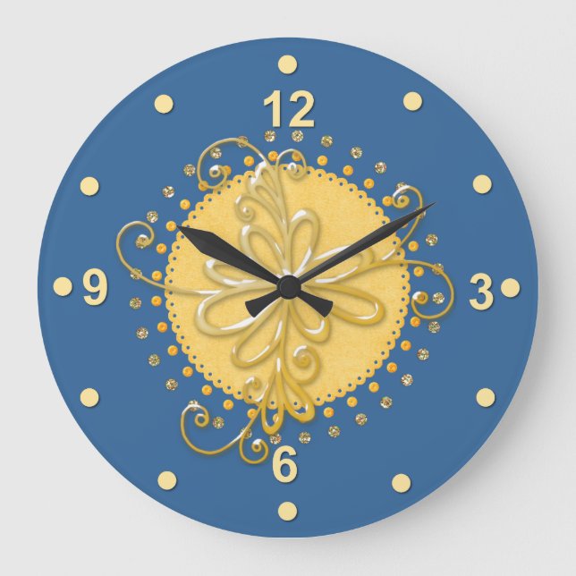 Stylish Blue & Yellow Wall Clock (Front)