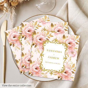 Stylish Blush Gold Wedding Party Napkins