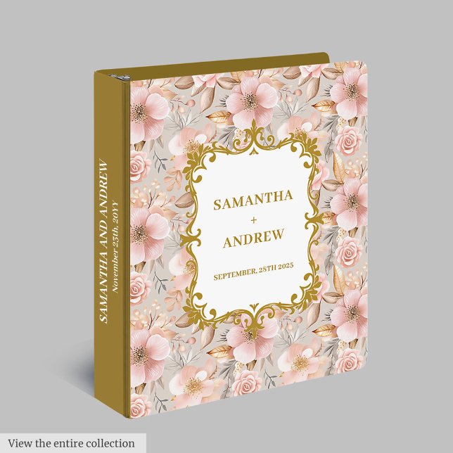 Stylish Blush Gold Wedding Ring Binder (Stylish Blush Gold Wedding Ring Binder)