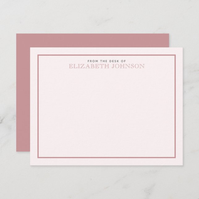 Stylish Blush Pink Formal Script Card (Front/Back)