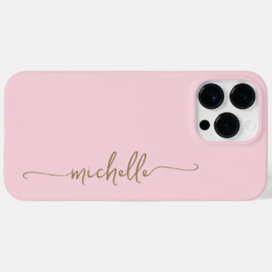 Stylish Blush Pink Girly Minimal Gold Name Script Case-Mate iPhone 14 Pro Max Case