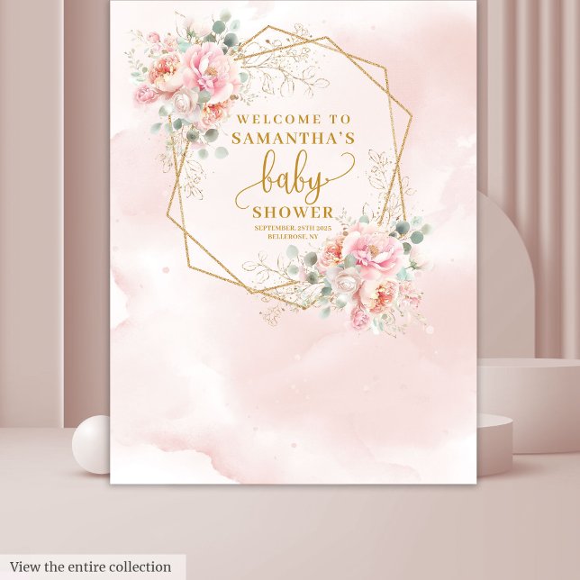 Stylish blush pink gold baby shower photo booth tapestry (Stylish blush pink gold baby shower photo booth Tapestry)