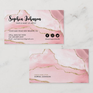 Stylish Blush Pink Gold Glitter Agate  Business Card