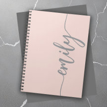 Stylish Blush Pink Grey Calligraphy Name