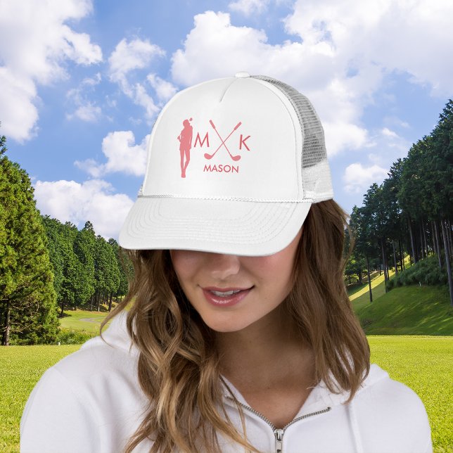 Stylish Blush Pink | Modern Lady Golf Player Trucker Hat (Creator Uploaded)
