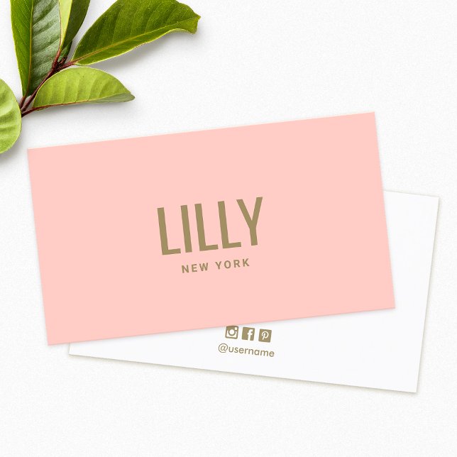 Stylish Blush Pink Peach Modern Typography Business Card (Creator Uploaded)