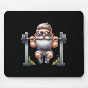 Stylish Body Building Gnome Does Pull-ups On A Dum Mouse Pad