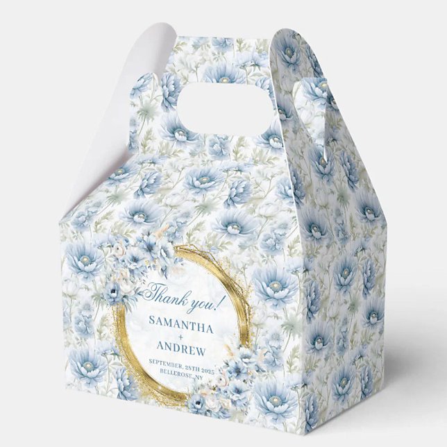 Stylish Bohemian Dusty Blue Gold Wedding Thank You Favor Box (Stylish Bohemian Dusty Blue Gold Wedding Thank You Favor Boxes)