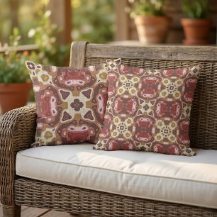 Stylish Bohemian Retro Abstract Tribal Art Pattern Outdoor Pillow