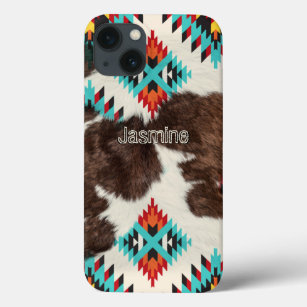 Stylish Bohemian South Western Cowhide  iPhone 13 Case