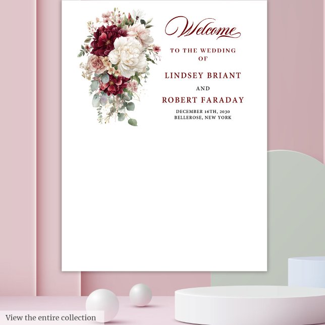 Stylish Boho Burgundy White Rose Wedding Backdrop Tapestry (Stylish Boho Burgundy White Rose Wedding Backdrop)