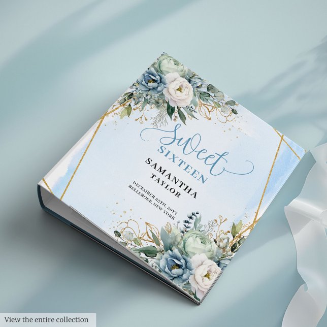 Stylish Boho Light Blue Ivory Floral Sweet Sixteen Binder (Stylish Boho Light Blue Ivory Floral Sweet Sixteen)