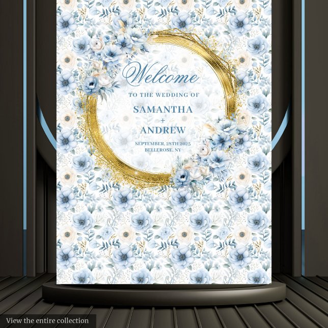 Stylish Boho Pastel Blue Gold Wedding Backdrop Tapestry (Stylish Boho Pastel Blue Gold Wedding Backdrop)