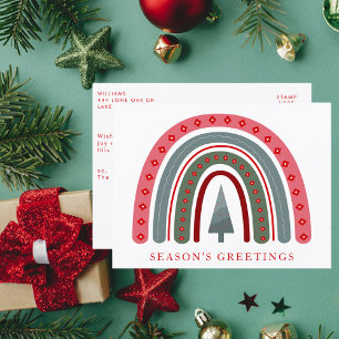 Stylish Boho Rainbow Season's Greetings Christmas Holiday Postcard