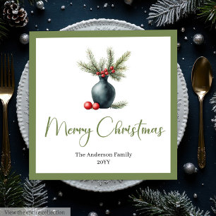 Stylish Boho Rustic Christmas Bouquet Dinner  Napkin