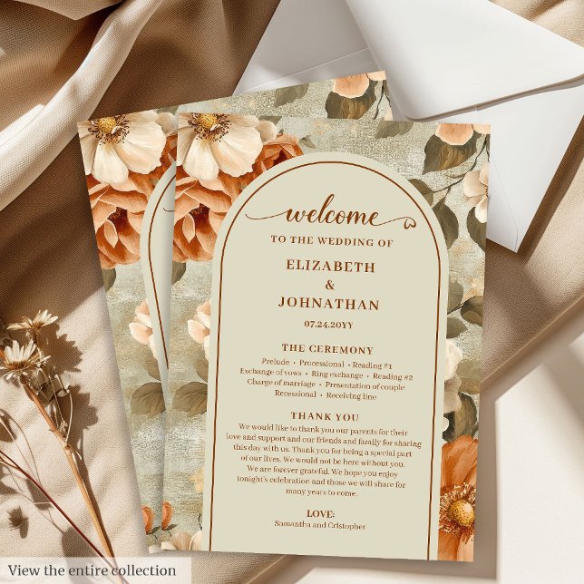 Stylish Boho Rusty Ivory Sage Floral Wedding Plan Program (Stylish Boho Rusty Ivory Sage Floral Wedding Program)
