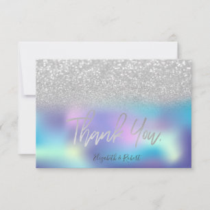 Stylish Bokeh Holographic  Thank You Card